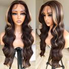 Peruca BlackSwern Honey Blonde Ombre Lace Front Body Wave 60cm