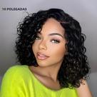 Peruca Bob De Cabelo Humano Cacheado Brasileiro Com Renda Frontal Transparente Pré-Alongada Para