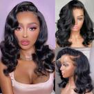 Peruca Bob de renda frontal Afribye Body Wave 16" 200% de densidade