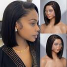 Peruca Bob VCVVCV Cabelo humano 13x6 HD Perucas de cabelo humano com frente de renda para mulheres negras Perucas frontais de renda sem cola, pré-cortadas, pré-cortadas, 180% de densidade, peruca preta curta reta, 10 polegadas