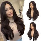 Peruca BUPPLER Mocha Brown sintética de 26 polegadas com franja de cortina