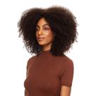 Peruca Cabelo Natural Cacheado 50cm Textura Kinky De Benguela 230g, Castanho Escuro