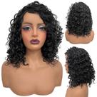 Peruca cacheada curta preta natural grisalho 30cm Cor 280