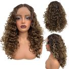 Peruca cacheada front lace 55cm ondulada R8/12H24 Loira mech