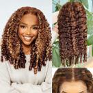 Peruca Coliki Honey Blonde 22" Cacheada Burmese de Cabelo Humano