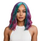 Peruca colorida ondulada 40cm para mulheres, cabelo sintético 180g
