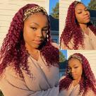 Peruca com bandana Eooma Curly Human Hair 180% de densidade 22"