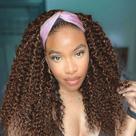 Peruca com bandana Punmasa Deep Wave Chocolate Brown Human Hair