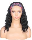 Peruca com bandana SYMEIW Black Wavy Bob 14" para mulheres negras