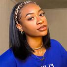 Peruca com faixa de cabeça AISI Bob Human Hair Short Straight 30cm 150% Densidade