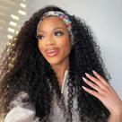 Peruca com faixa de cabeça Celiarita Deep Wave 66cm 150% Densidade Natural