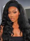 Peruca com faixa de cabeça FANCEE Yaki Wavy Kinky Straight Black 14"