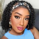 Peruca com faixa de cabeça iesste Deep Wave 30cm 12A Brazilian Human Hair