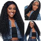Peruca com faixa de cabeça Iesste Deep Wave 50cm 180% de densidade de cabelo humano