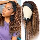 Peruca com faixa de cabeça iesste Highlight Ombre 35cm Deep Wave Human Hair