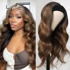 Peruca com faixa de cabeça olimaruly Human Hair Body Wave 60 cm 150% de densidade