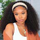 Peruca com faixa de cabeça Smoothair Kinky Curly Human Hair 45 cm 150% de densidade Peruca com faixa de cabeça Smoothair Kinky Curly Human Hair 45 cm 150% de densidade