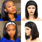 Peruca com faixa de cabeça Sungirl Straight Bob 30 cm 150% de densidade para mulheres negras