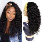 Peruca com faixa de cabeça XSY Deep Wave 100% cabelo humano 35 cm, cor natural