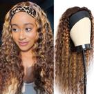 Peruca com faixa de cabeça XSY Human Hair Highlight Ombre Deep Wave 24in
