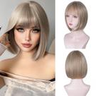 Peruca cor T Ash Blonde Bob 30 cm com franja de cabelo sintético Peruca cor T Ash Blonde Bob 30 cm com franja de cabelo sintético