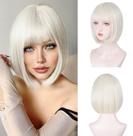 Peruca cor T Platinum Blonde Bob 30 cm com franja sintética Peruca cor T Platinum Blonde Bob 30 cm com franja sintética
