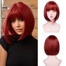 Peruca, cor T, Red Bob, 30 cm com franja, cabelo sintético para mulheres Peruca, cor T, Red Bob, 30 cm com franja, cabelo sintético para mulheres