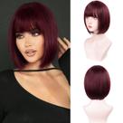 Peruca cor T Wine Red Bob 30 cm com franja de cabelo sintético