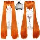 Peruca Cosplay ANOGOL Orange Synthetic Hair 120cm com boné Peruca Cosplay ANOGOL Orange Synthetic Hair 120cm com boné