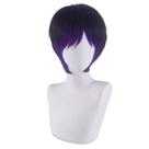 Peruca Cosplay curta genérica preta e roxa de 30 cm para todas as idades Peruca Cosplay curta genérica preta e roxa de 30 cm para todas as idades
