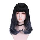 Peruca Cosplay Gradient Blue Ombre com franja 45cm sintética