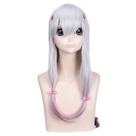 Peruca Cosplay Gradient Silver Purple 70cm com franja para todas as idades