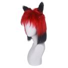Peruca Cosplay Helluva Boss Alastor Vermelha e Preta 40cm
