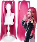 Peruca Cosplay LABEAUTÉ Rosa Vermelha de Alta Temperatura de Fibra Sintética