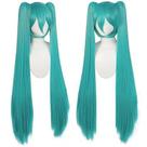 Peruca Cosplay Long Aqua Twin Ponytails sintética resistente ao calor