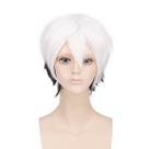Peruca Cosplay preta e branca anti-deformação sintética 40cm