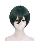 Peruca Cosplay Verde Escura Curta Sintética Resistente ao Calor 20cm