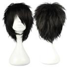 Peruca COSPLAZA Short Black Spiky Fluffy Sintética Resistente ao Calor