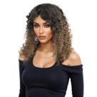 Peruca Curly Afro 45 cm de comprimento médio, ombre, marrom a loira Peruca Curly Afro 45 cm de comprimento médio, ombre, marrom a loira