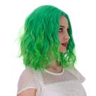 Peruca curta Aicos verde encaracolada de 35 cm, moderna com franja para cosplay Peruca curta Aicos verde encaracolada de 35 cm, moderna com franja para cosplay
