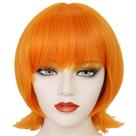 Peruca curta, cabelo sintético laranja de 35 cm com franja para mulheres