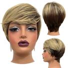 Peruca curta castanho ombre loira mechas franja TAT4/12/613