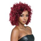 Peruca curta cor de vinho, encaracolada, estilo afro de 35 cm para mulheres