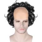 Peruca curta e careca de 30 cm com cachos pretos bagunçados sintéticos H Peruca curta e careca de 30 cm com cachos pretos bagunçados sintéticos H
