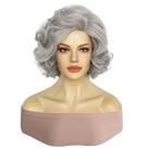 Peruca curta, encaracolada, prateada, cinza, 33 cm para mulheres, cabelo sintético