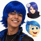 Peruca curta repicada media cosplay anime masculina colorida Cor:Azul escuro Divertidamente