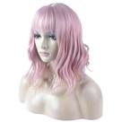 Peruca DAOTS Curly 35 cm com franja de fibra sintética para mulheres rosa