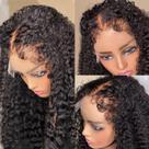 Peruca de cabelo humano com frente de renda Youleas Kinky Curly 16"