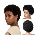 Peruca De Cabelo Humano Crespo Cacheado Afro Brasileiro Curto Pixie Para Mulheres Negras, Totalmente