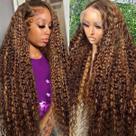 Peruca de Cabelo Humano LAINSS Deep Wave Lace Front - 28"